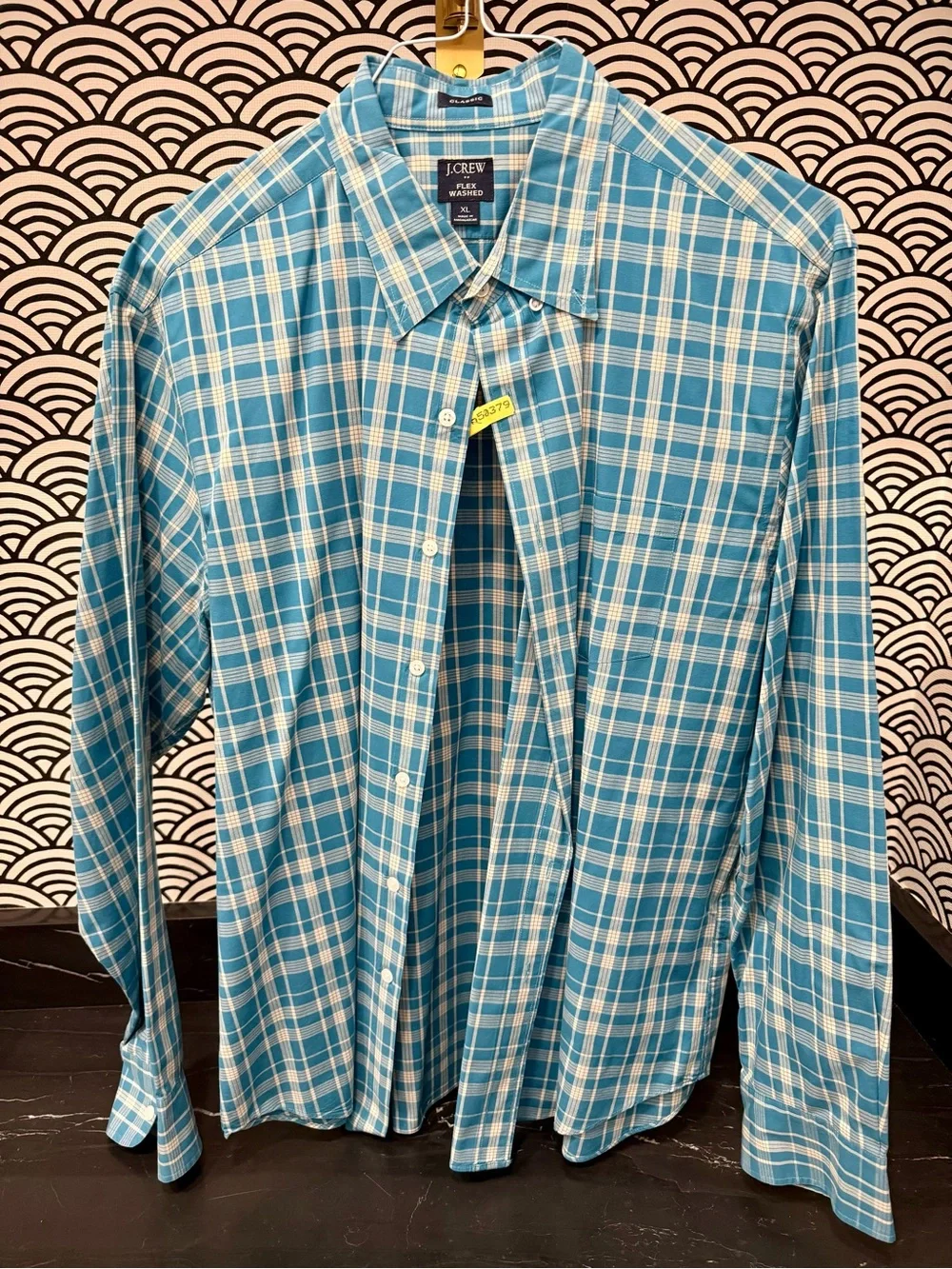 J. Crew Blue Teal and White Plaid Button-Down Shirt